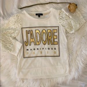 Girls fashion Tee with Lace Sleeves size YS